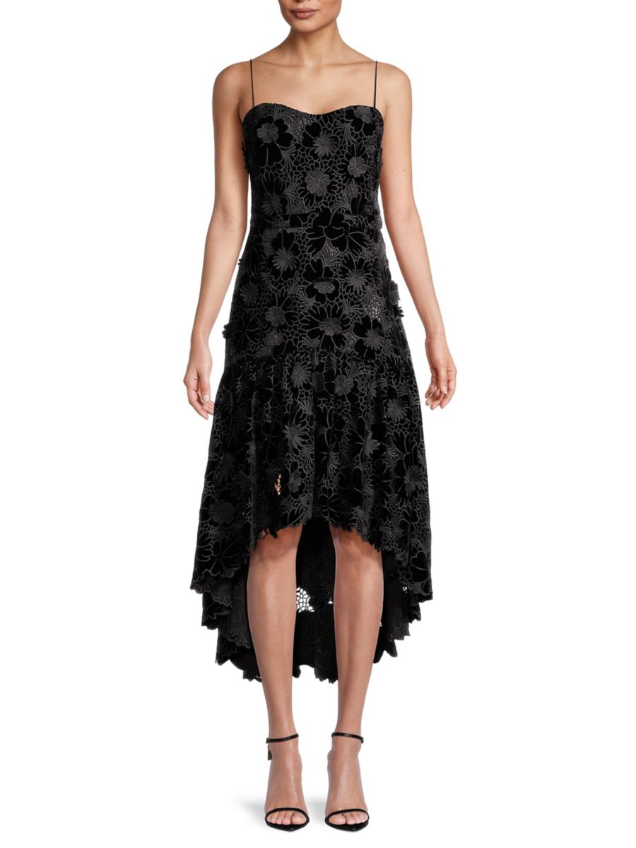 

Платье-миди Alexa Floral Velvet Ungaro, черный