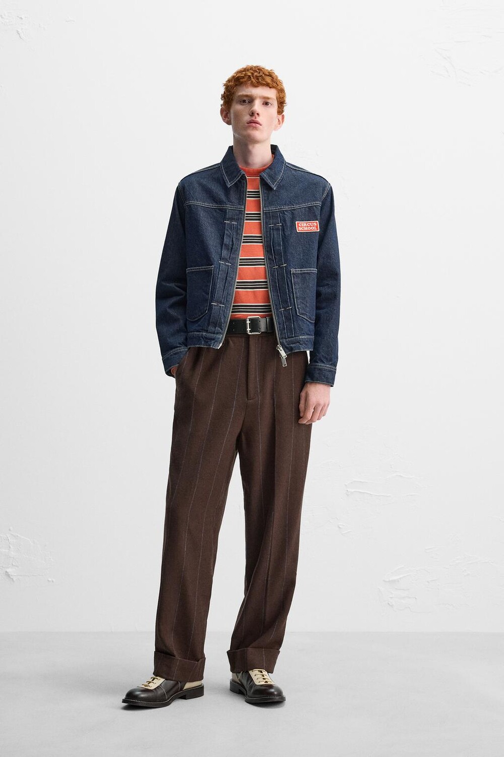 

Полосатые брюки x harry lambert ZARA, коричневый