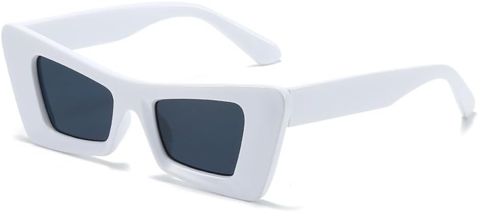 

Ретро-солнцезащитные очки «кошачий глаз» для женщин, модные желто-зеленые оттенки, защита от ультрафиолета UV400, трендовые контрастные солнцезащитные очки для мужчин TKKTLLT, White Grey