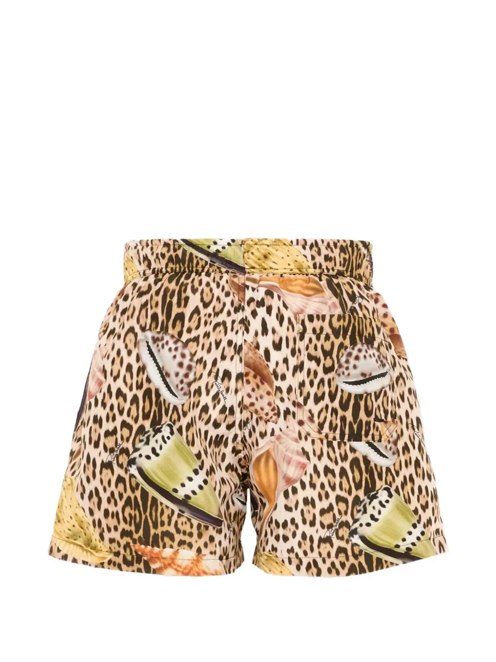 Шорты для купания с леопардовым принтом и ракушками Roberto Cavalli Junior, бежевый — фото 2