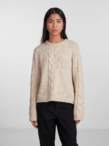 

Вязаный свитер "PCNINA LS O-NECK KNIT NOOS BC" Pieces, цвет Birch