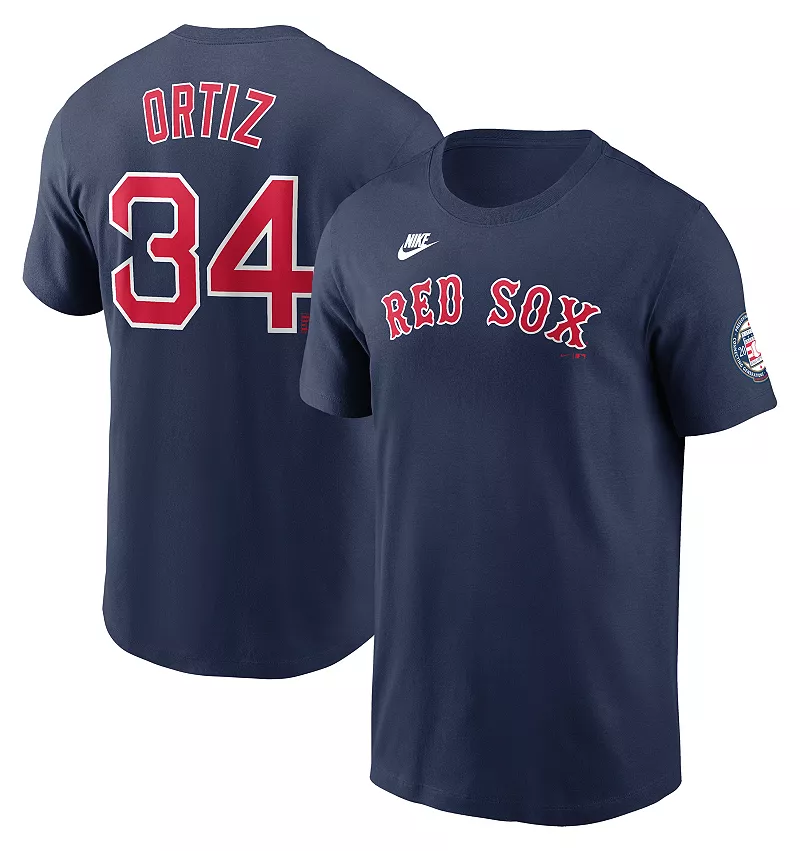 Мужская темно-синяя футболка Nike Boston Red Sox David Ortiz #34 — фото 3