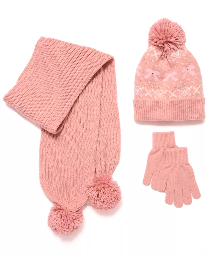 

Большой набор для девочек: шапка, перчатки и шарф Inmocean, розовый