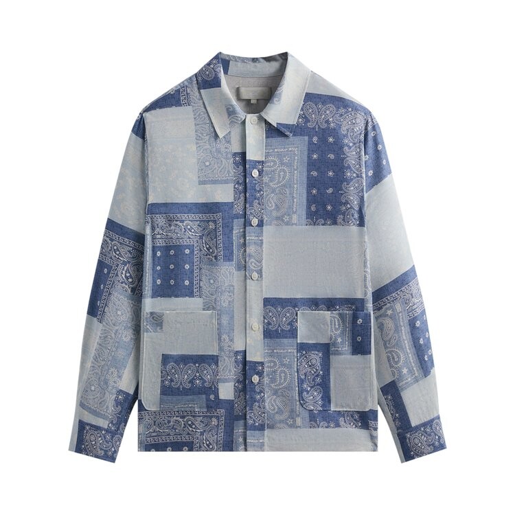 

Рубашка Kith Washed Paisley Long-Sleeve Boxy Collared Overshirt, синий