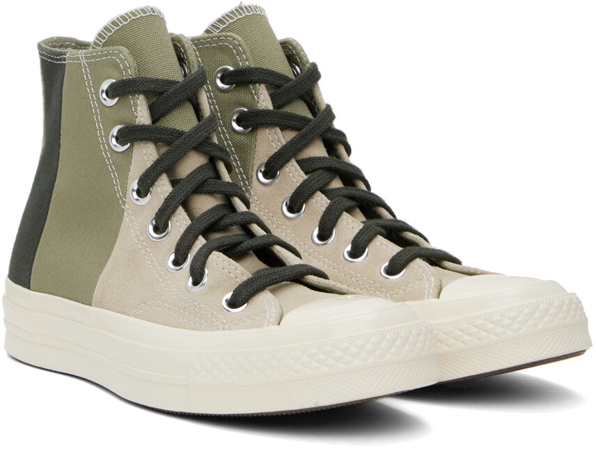 Замшевые кроссовки Chuck 70 в стиле пэчворк Taupe & Green Converse — фото 4