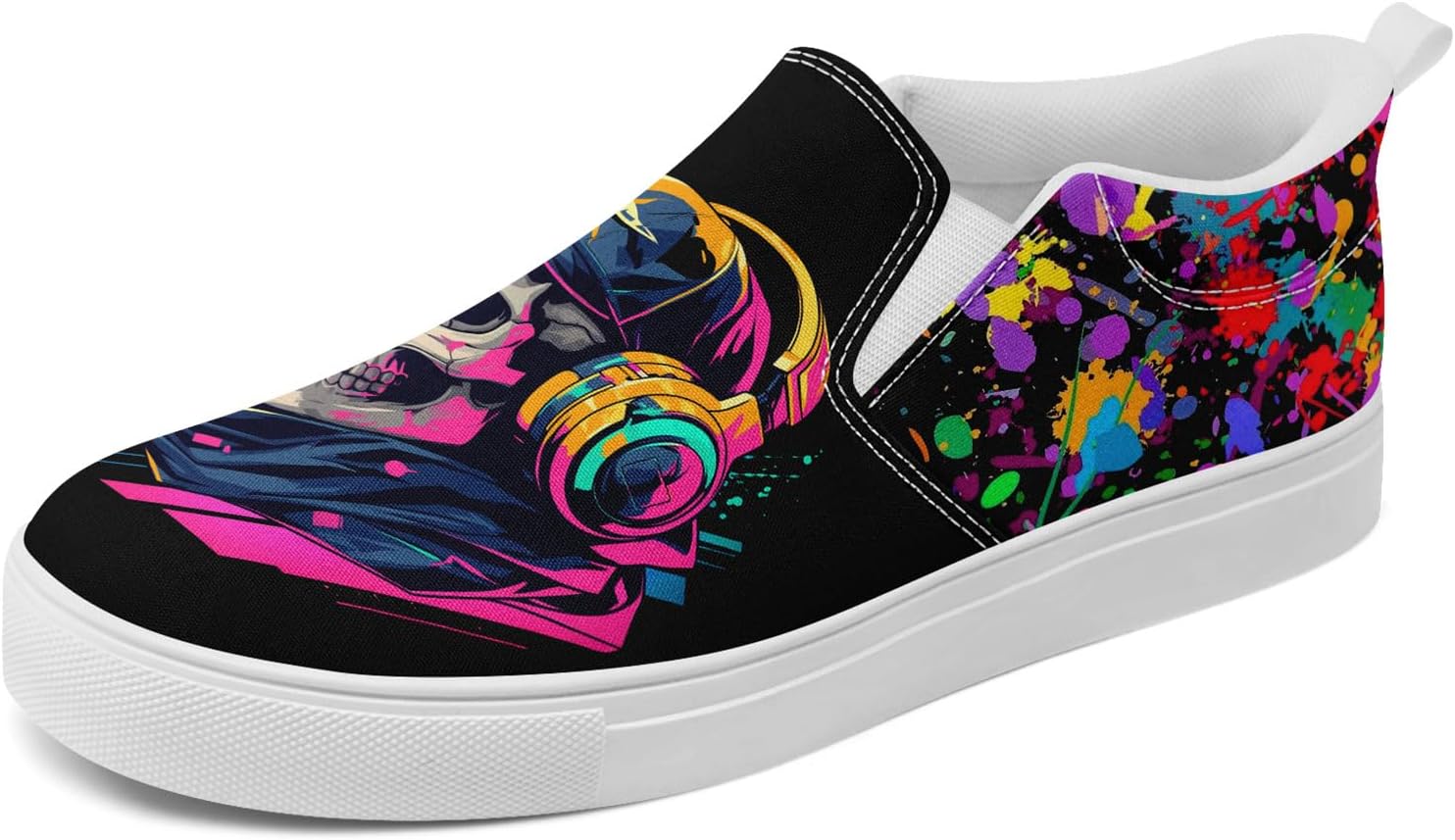 

Женские готические кеды с черепом coolcustomize, слипоны, эластичный текстиль, повседневные лоферы, рок и панк, низкие кеды для ходьбы, мужские, розовый