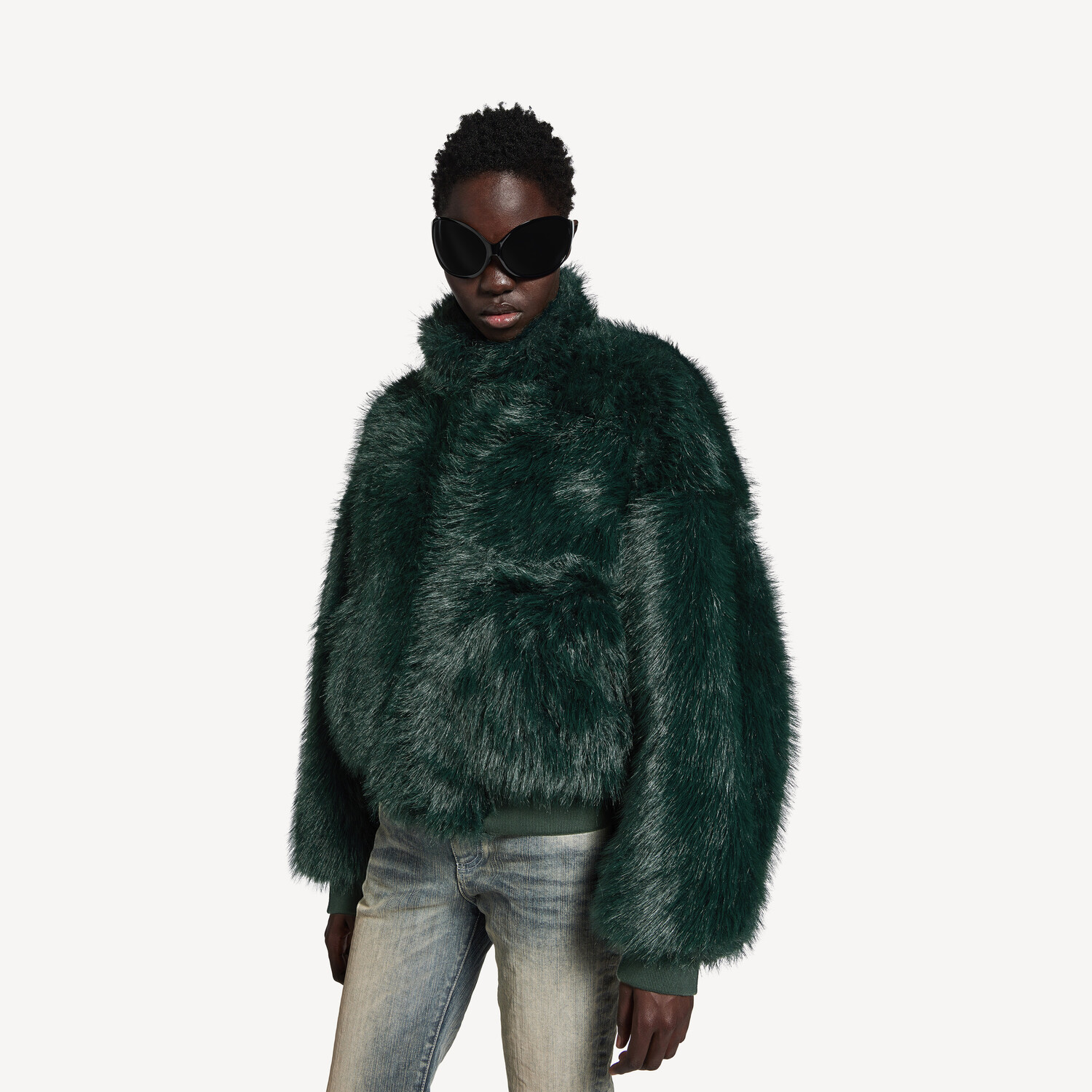 Женская укороченная куртка темно-зеленого цвета BALENCIAGA, темно-зеленый — фото 4