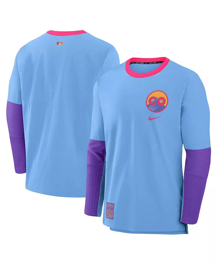 

Мужская легкая голубая/фиолетовая футболка с длинным рукавом Colorado Rockies 2025 City Connect Authentic Collection для оптимальной производительности игрока Nike