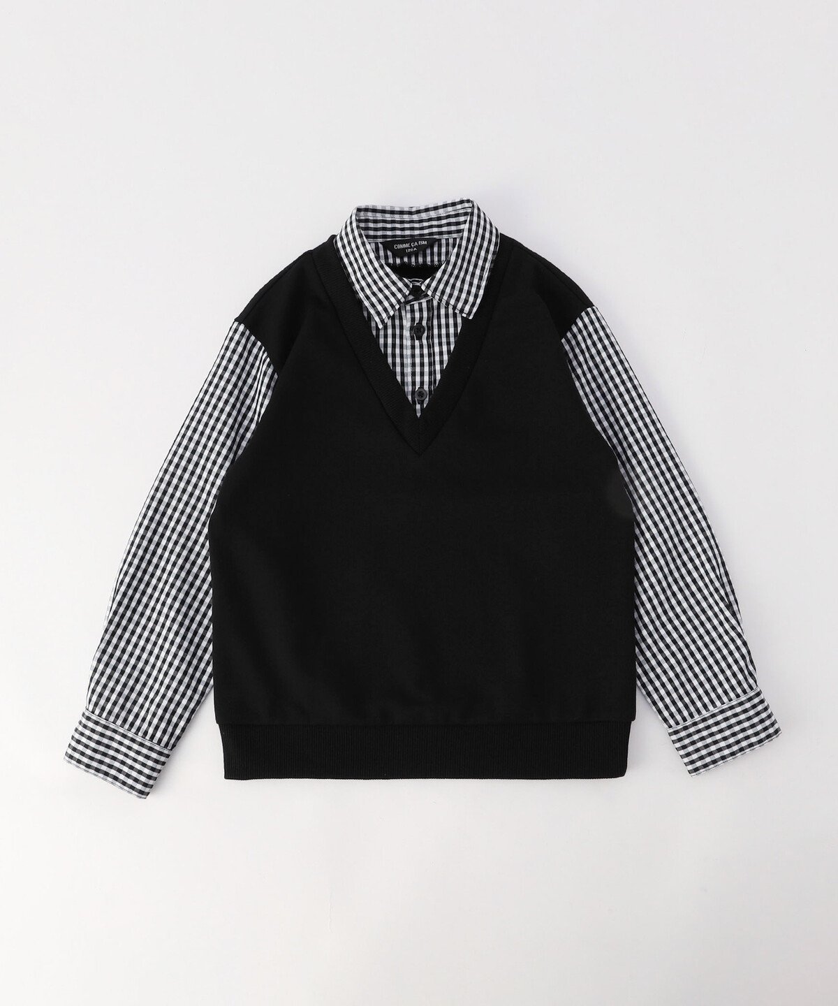 Имитация многослойной рубашки (100-130 см) Comme Ca Ism, Black x Gingham — фото 3