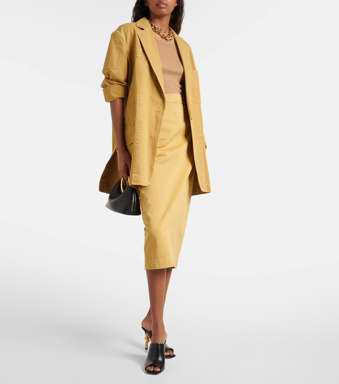 Блейзер свободного кроя Dizzy из хлопчатобумажной ткани Max Mara, Senape — фото 2