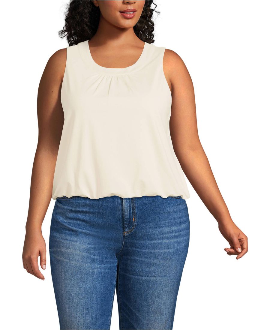 

Легкая трикотажная майка больших размеров Lands' End, Fresh ivory