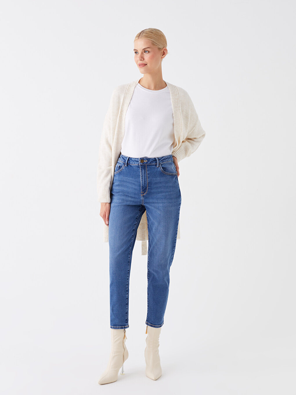 

Женские джинсовые брюки Mom Fit LCW Modest, среднее индиго родео