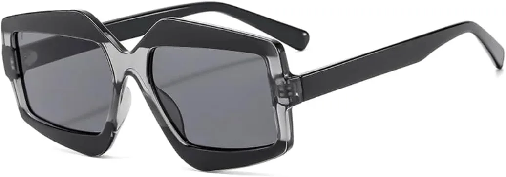 

Модные солнцезащитные очки Polygon для женщин и мужчин в стиле панк, для путешествий, вождения и активного отдыха, с защитой от УФ-излучения UV400 TVTBBVV, Black Gray