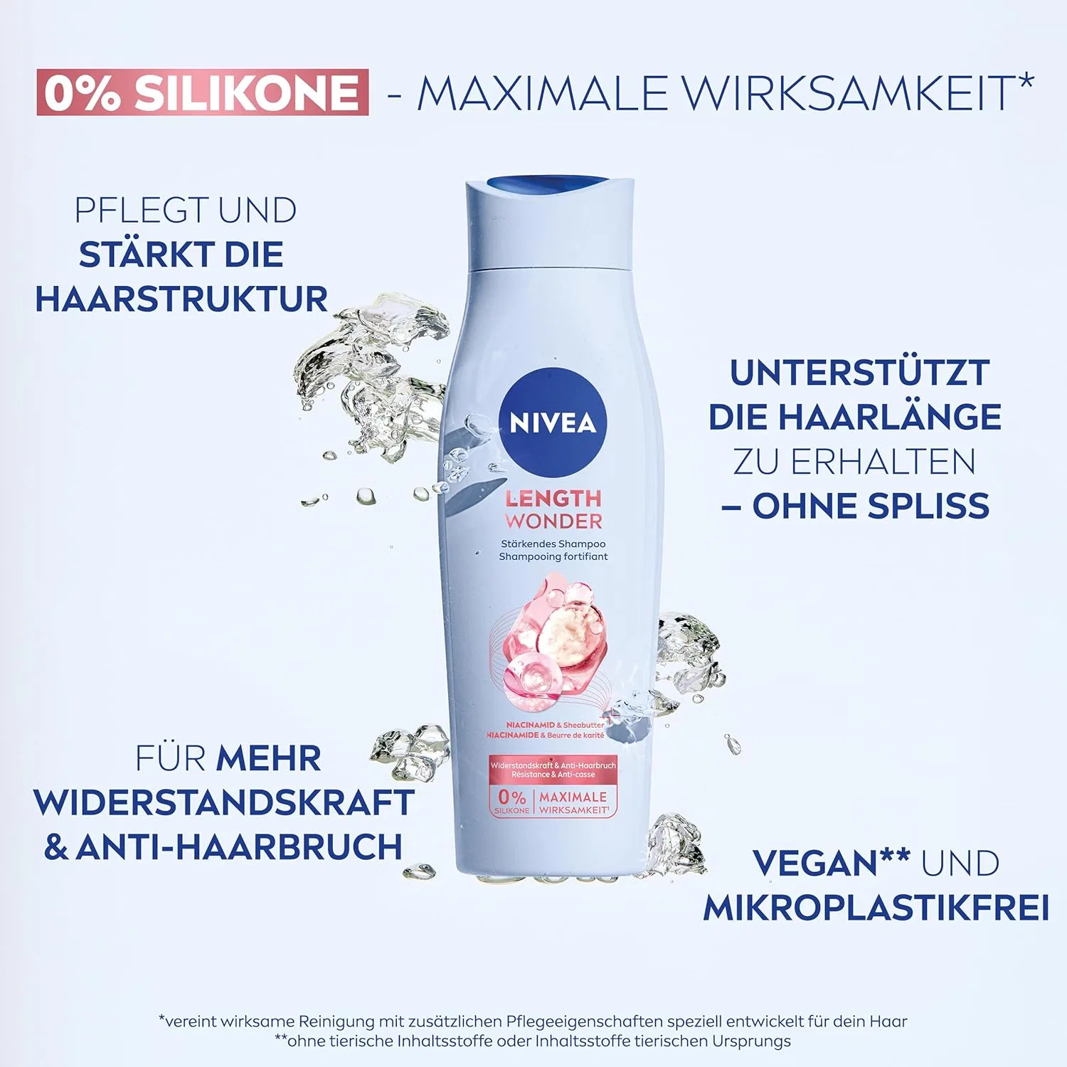 Укрепляющий шампунь NIVEA Length Wonder с ниацинамидом и маслом ши, 250 мл Nivea, White — фото 3