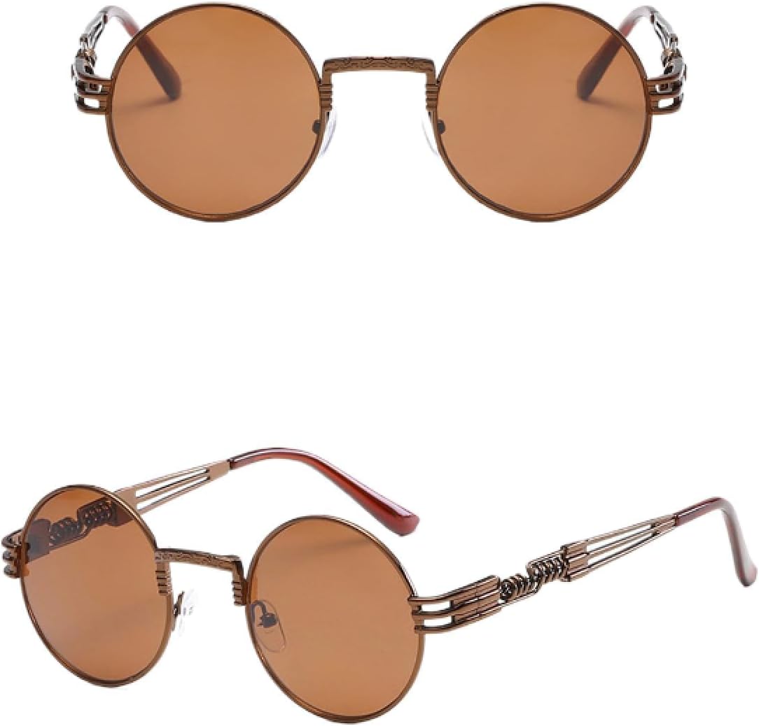 

Солнцезащитные очки с защитой от УФ-излучения UV400 | Круглые зеркальные линзы, металлический панк | Для женщин и мужчин, для занятий спортом на открытом воздухе и вождения DSVIGF, 05-coffeecoffee