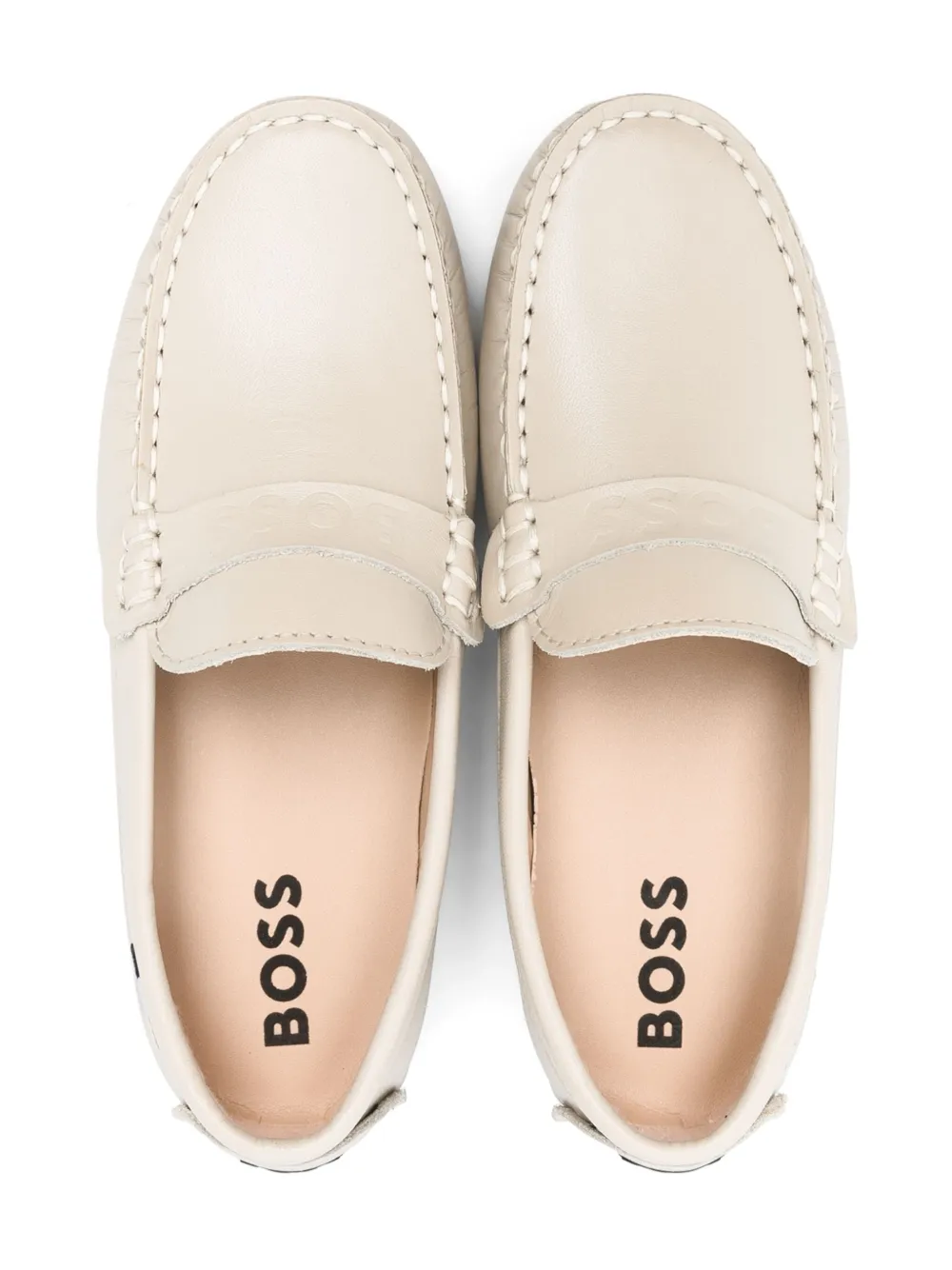 Лоферы с тисненым логотипом BOSS Kidswear, нейтральный — фото 3