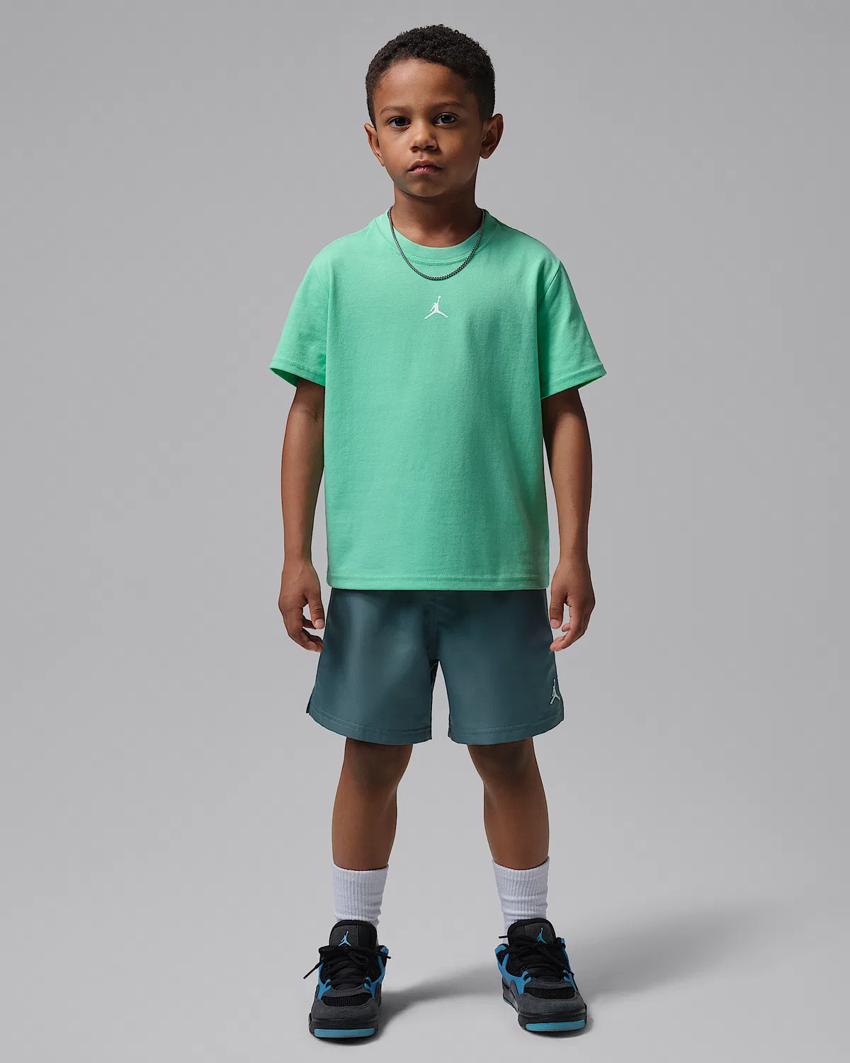 Детский спортивный костюм Jordan Little Kids' Jumpman 2-Piece Woven Play Shorts Set, Ash Green