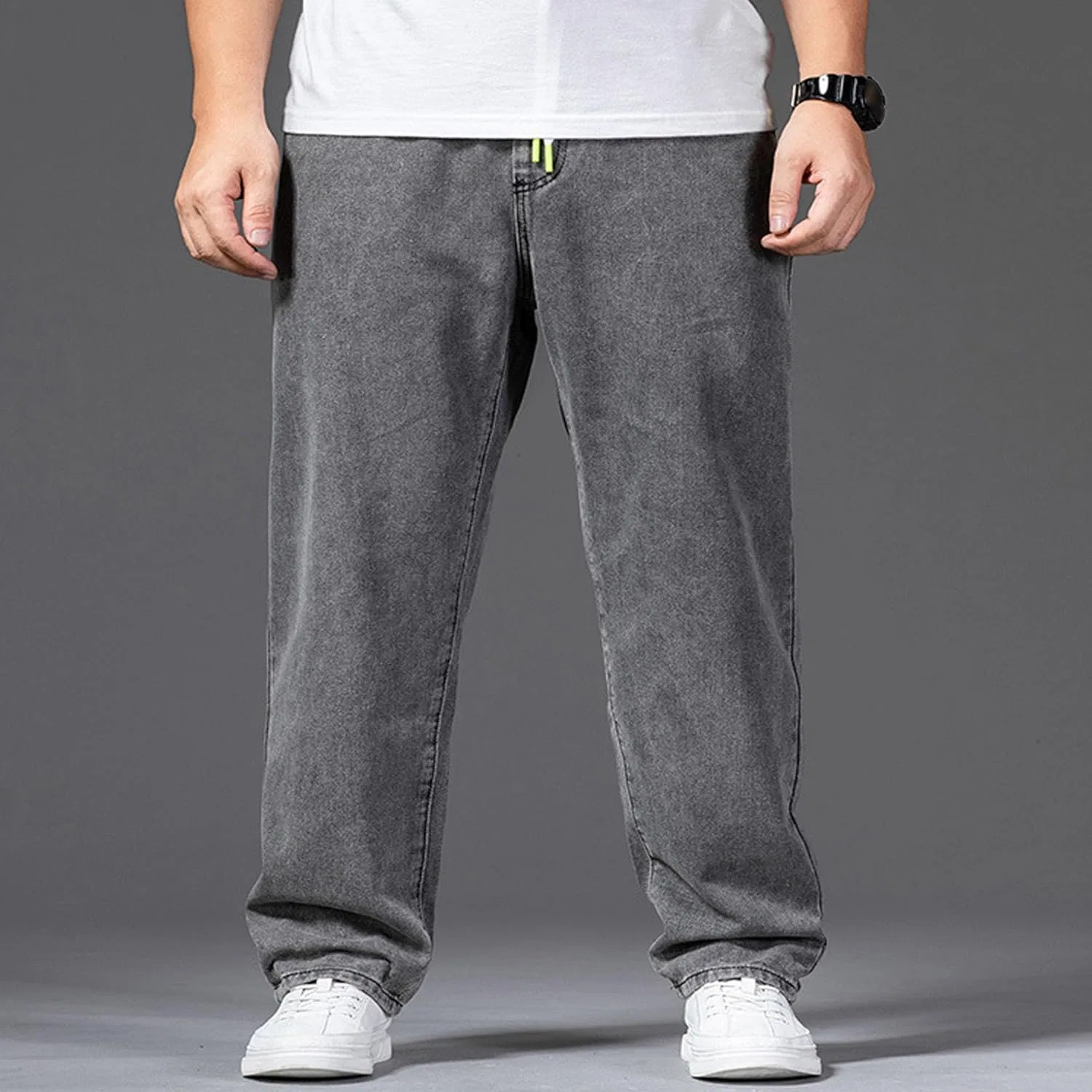 Джинсы свободные Men's Plus Size, Grey — фото 2