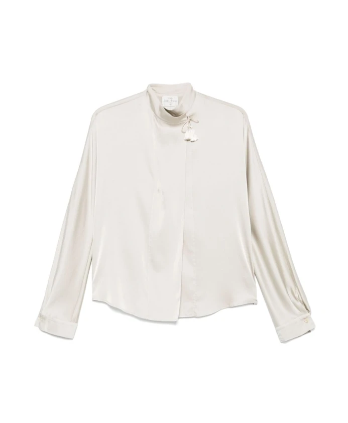 

Коричневая блузка из смесовой шелковой ткани, осень-зима 2025 Forte Forte, серый