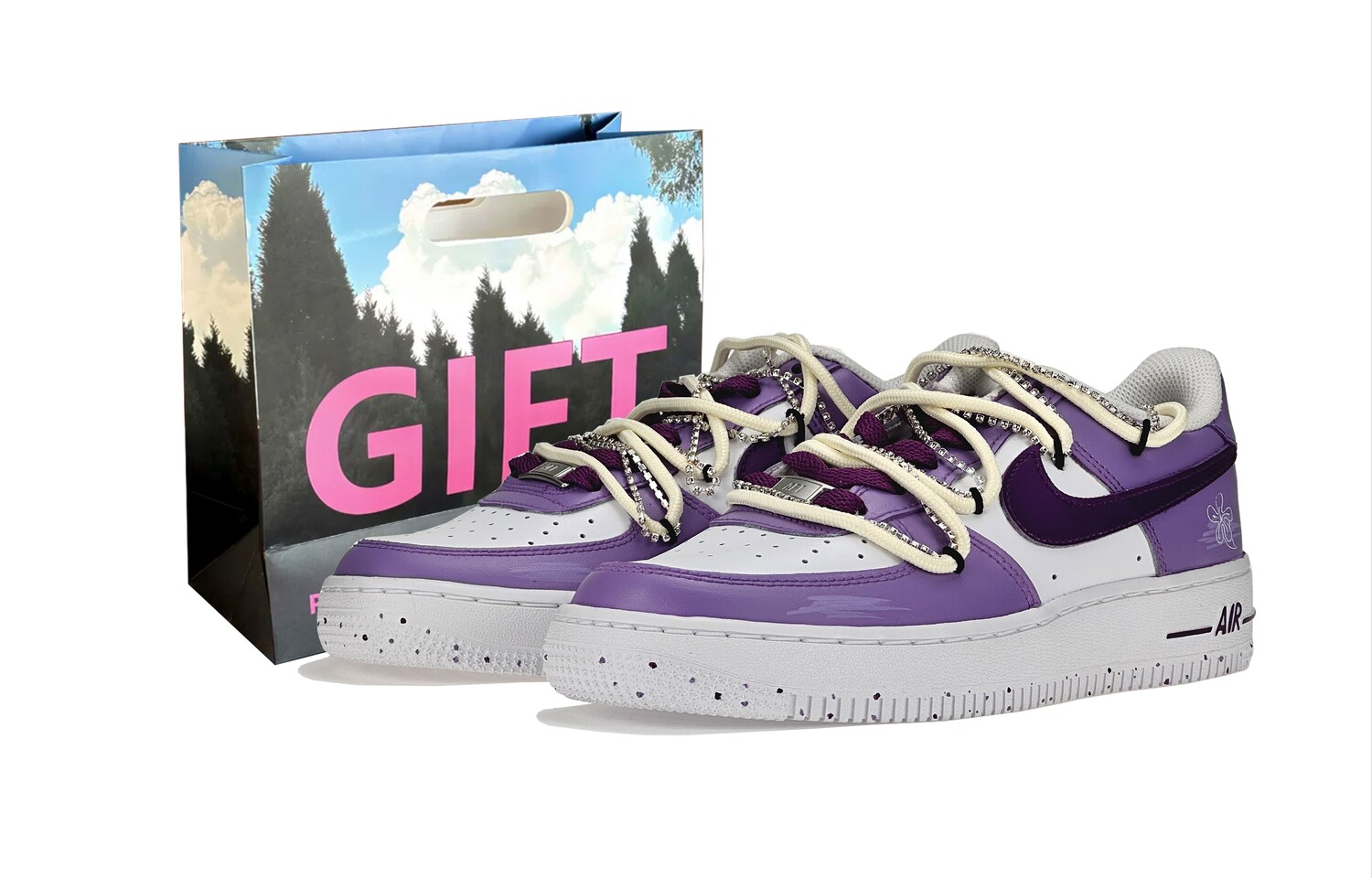 

Кроссовки Nike Air Force 1 Skateboarding Shoes Women's Low-top White/purple, светло-фиолетовый