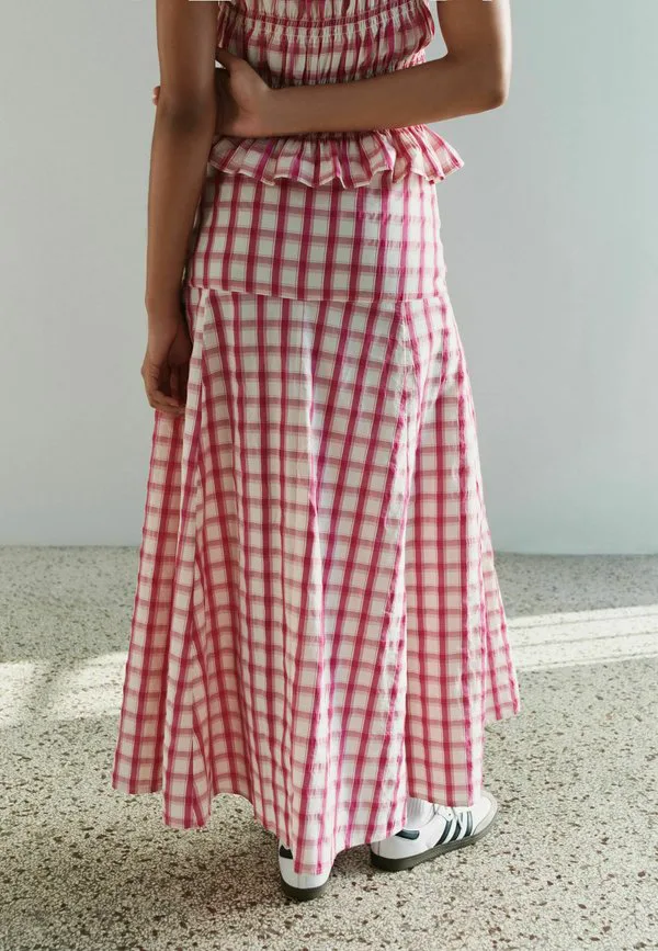 Длинная юбка прямого кроя на пуговицах Next, Pink Cream Gingham — фото 4