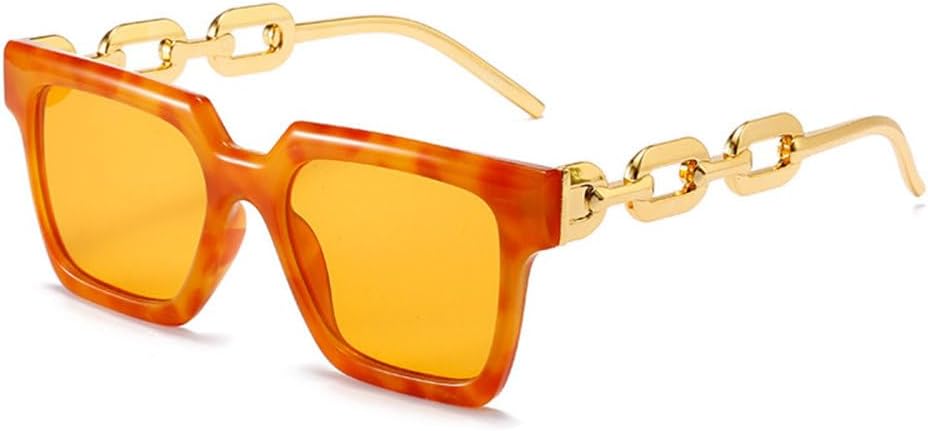 

MUTYNE Серебряные модные женские квадратные солнцезащитные очки UV400 с винтажными дужками на цепочке, мужские солнцезащитные очки с градиентным зеркальным покрытием, Yellow Leopard