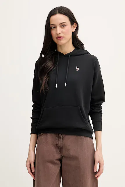 Худи женское классическая модель DHM U.S. Polo Assn., черный