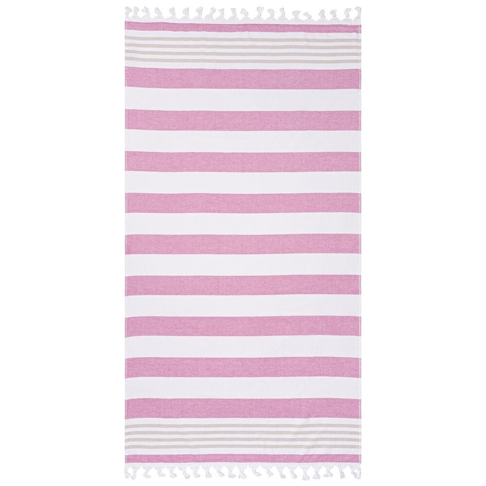 

Пляжное полотенце SUPERIOR Coastal Resort Stripe Fouta с кисточками, цвет Cerise