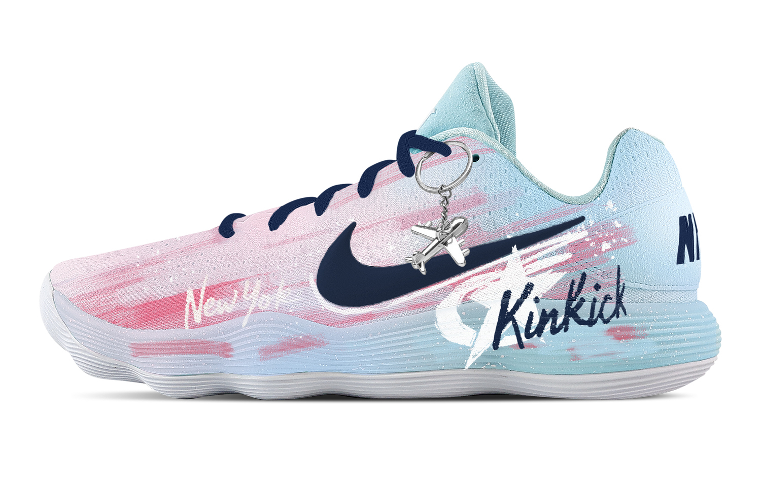 

Кроссовки баскетбольные мужские Hyperdunk 2017 Knicks Powder Alley low top с амортизацией и поддержкой Nike, розовый