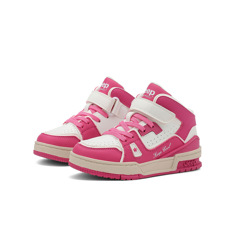 Детские скейтерские кроссовки Mid Top Kids' Jeep, Chanel Розовая кожаная верхняя часть — фото 4
