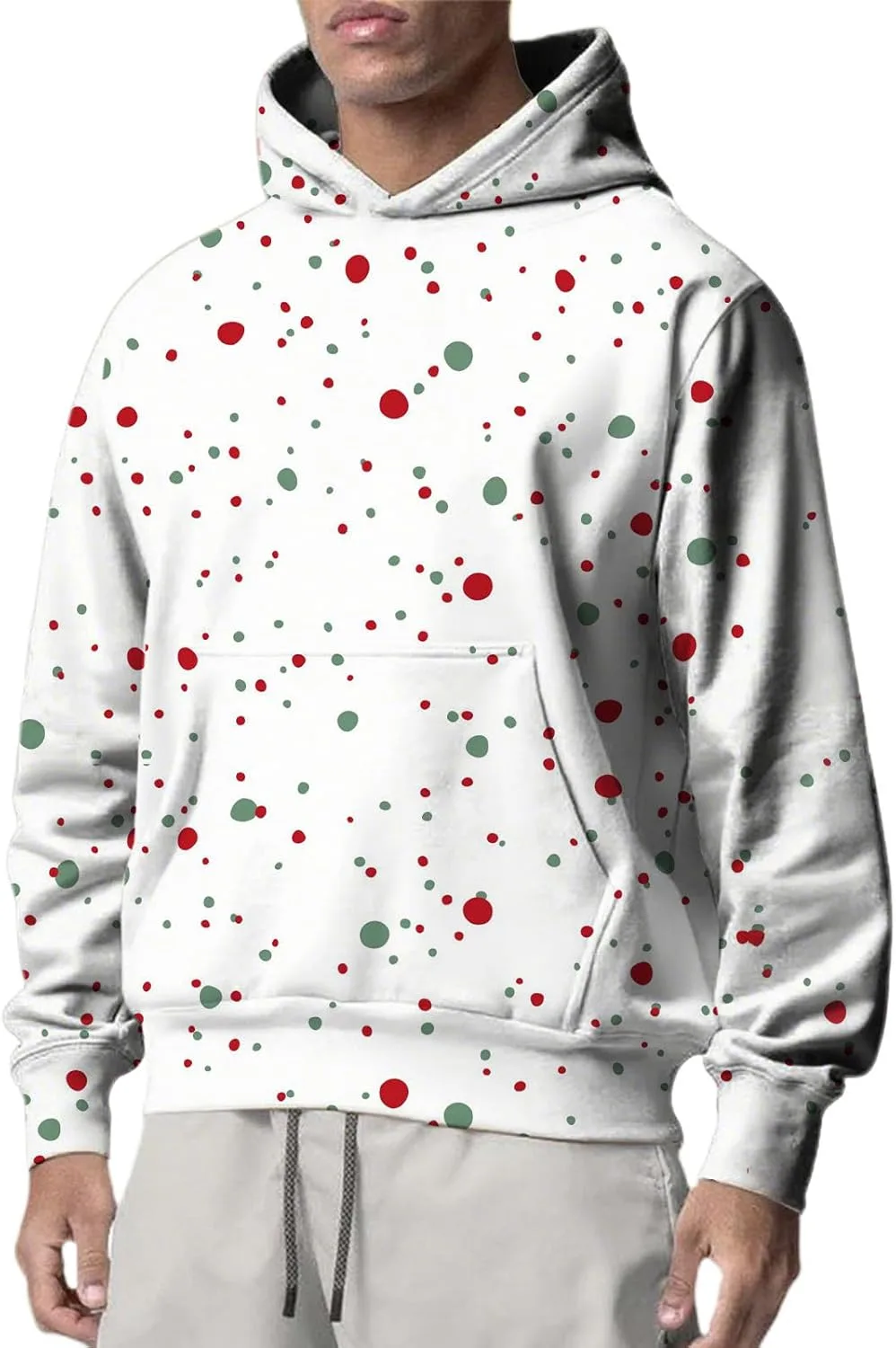 

Мужская худи с принтом в горошек, утепленная, на молнии