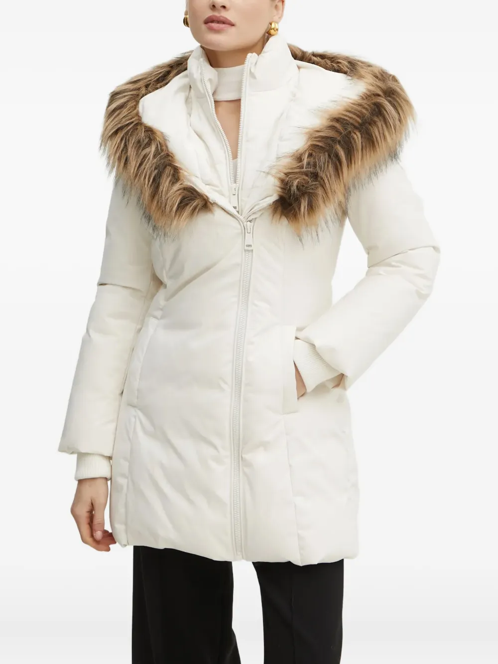 

Куртка с капюшоном и искусственным мехом Guess Usa, белый