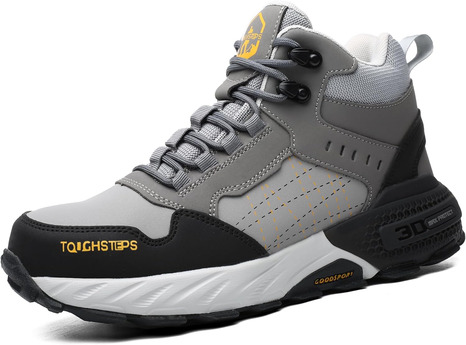 

Ботинки с защитным носком для мужчин и женщин, стойкие к проколам защитные ботинки, 15 см легкие и удобные промышленные строительные ботинки, неразрушимые кроссовки Toughsteps, серый