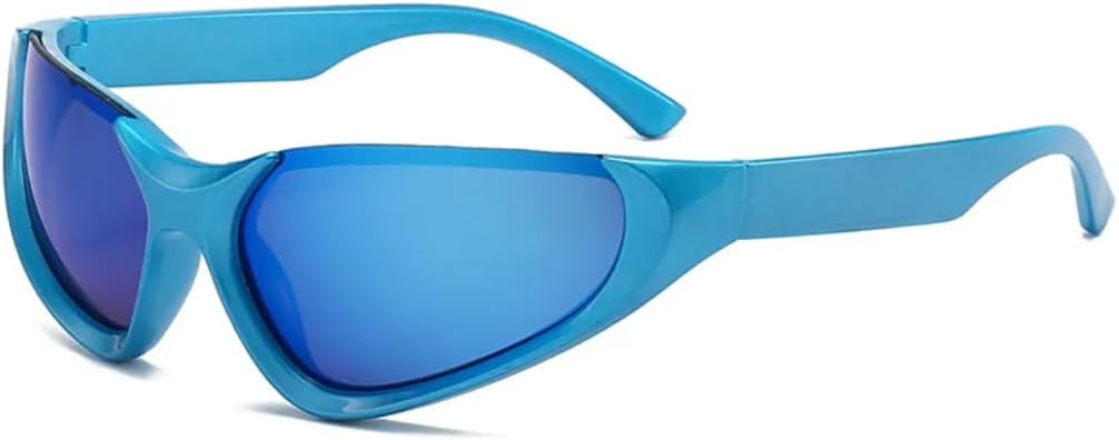 

Панк-спортивные солнцезащитные очки для женщин, модные без оправы, винтажные зеркальные очки для мужчин, защита от УФ-излучения UV400, для езды на открытом воздухе TVTBBVV, Blue Mirror