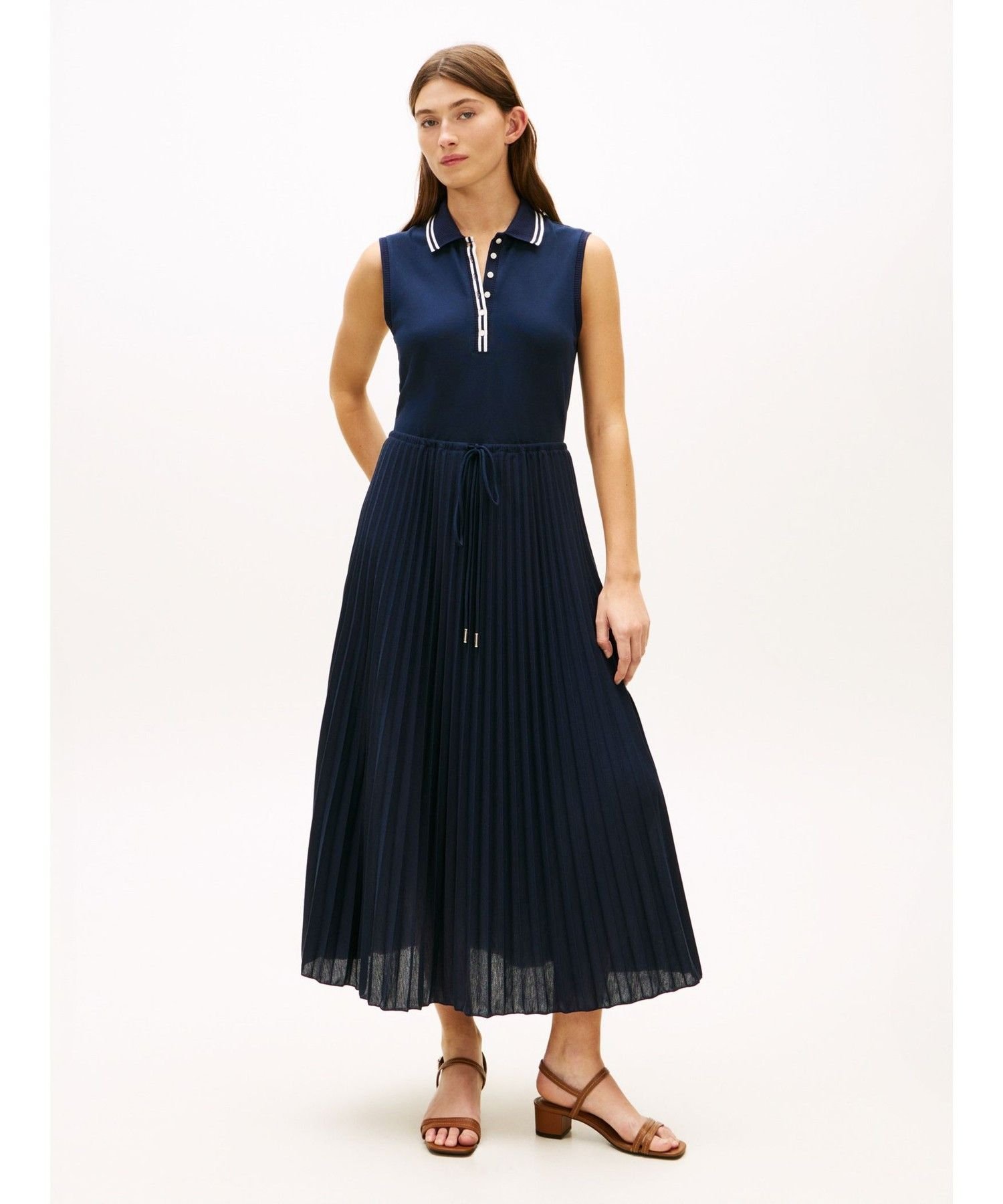 Платье-поло без рукавов с плиссировкой, 1985 год. Tommy Hilfiger, Navy C1G