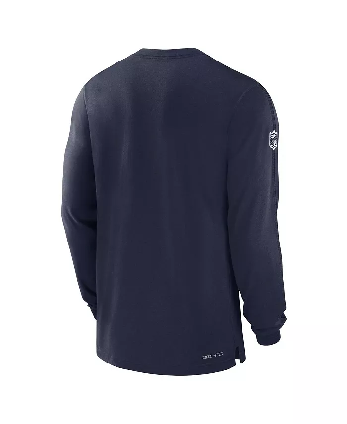 Мужская синяя футболка с длинным рукавом Dallas Cowboys 2024/25 Sideline Player Tri-Blend Performance Nike — фото 3