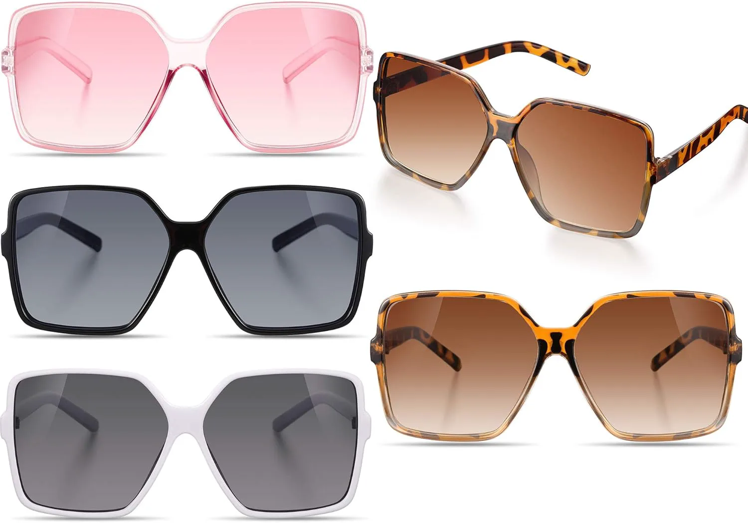 

Набор из 4 больших квадратных солнцезащитных очков Weewooday для женщин, разноцветные, с плоской верхней частью, широкие, большие (разные цвета), Assorted Colors