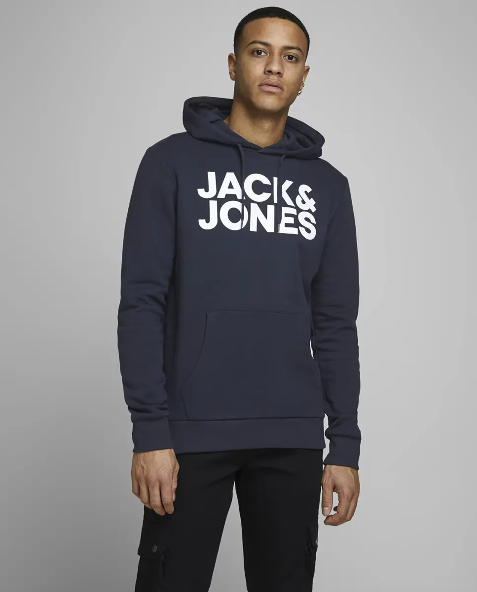 

Мужская толстовка с капюшоном темно-синего цвета Jack & Jones