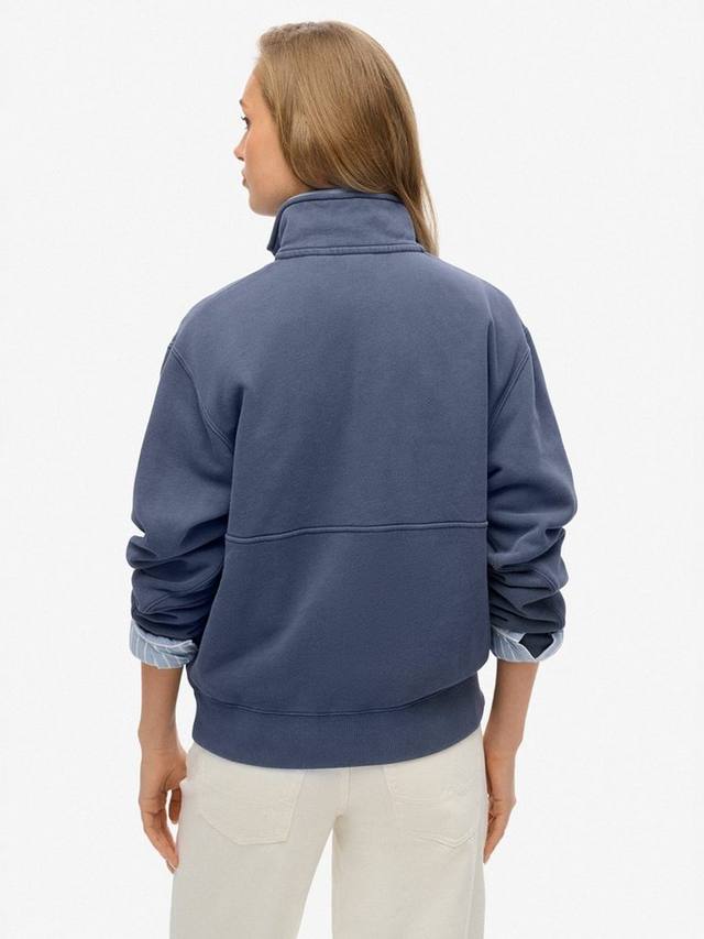 Essential Logo оверсайз худи на молнии 1/2 из чистого органического хлопка Superdry, Lauren Navy — фото 2