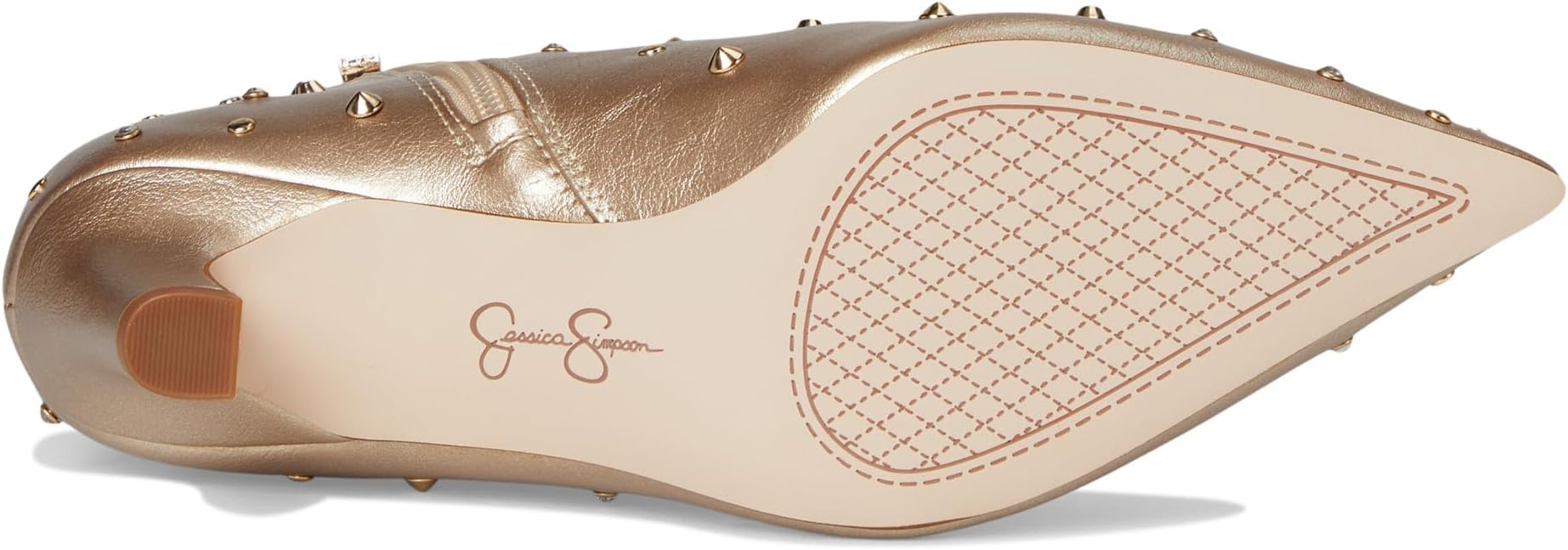 Ботинки Jessica Simpson Viviana Kitten Heel Studded Bootie, золотой — фото 3