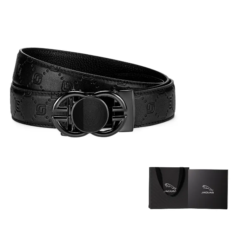 

JAGUAR Мужской ремень из коровьей кожи черный шириной 3.45 см, Black