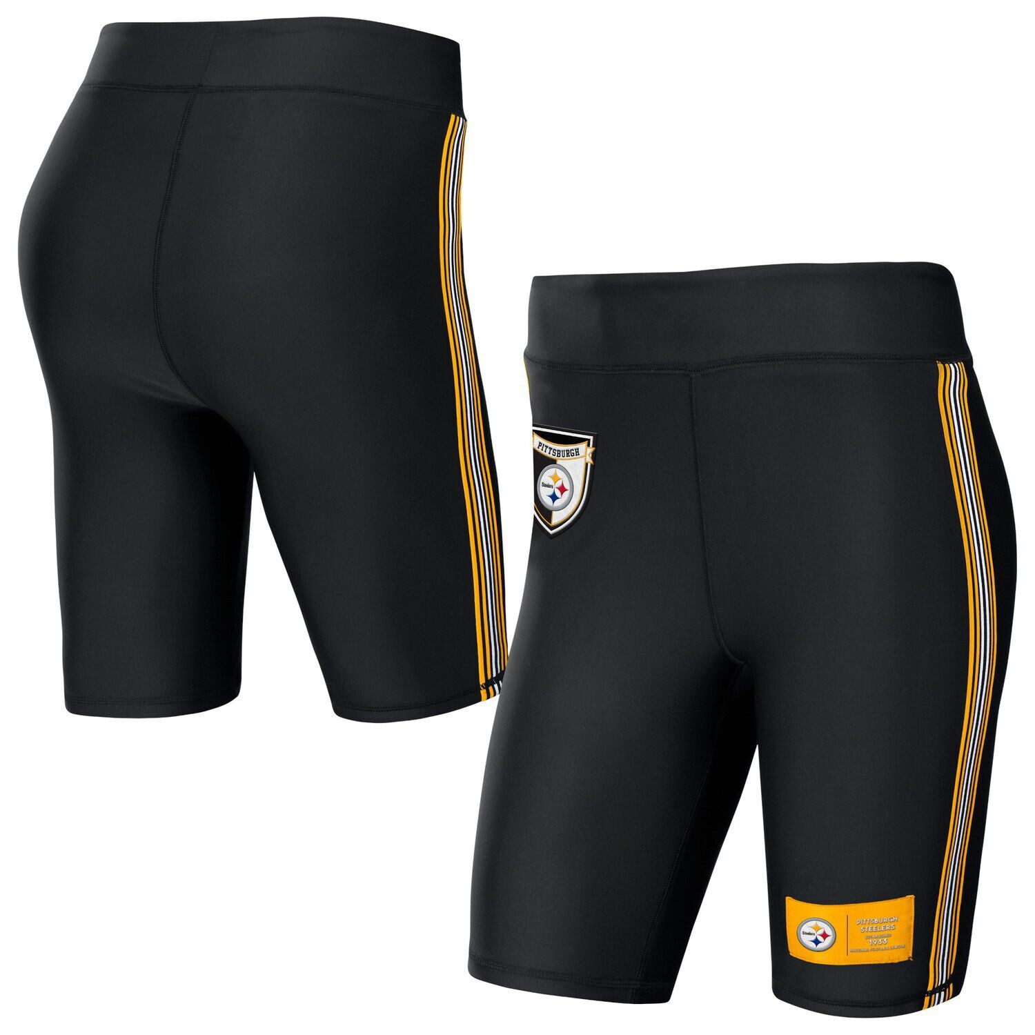 

Черные байкерские шорты для женщин WEAR by Erin Andrews Pittsburgh Steelers