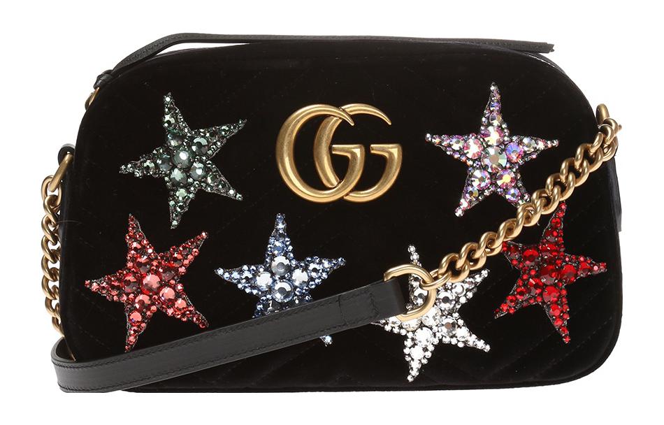 

GUCCI Сумка для фотоаппарата GG Marmont Velvet, сумка через плечо, маленькая женская, черная