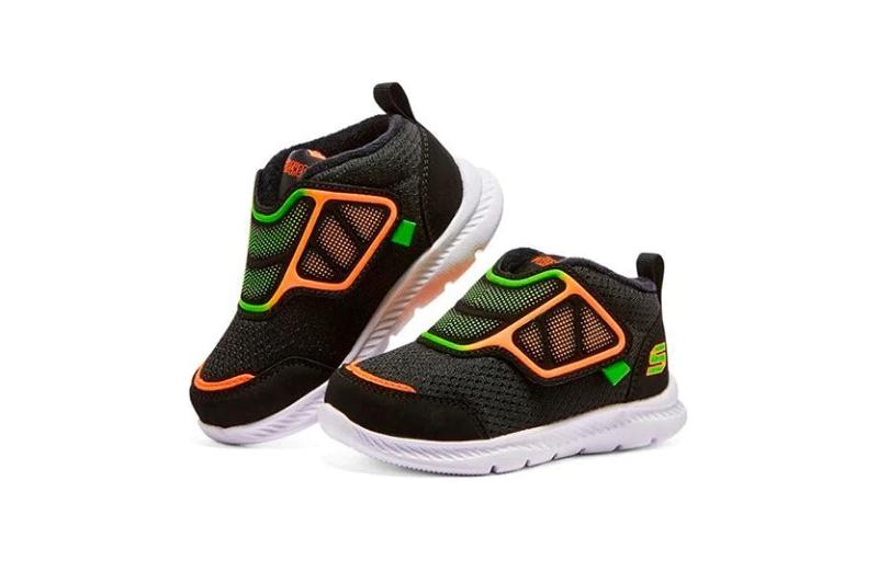 Skechers Амортизирующие износостойкие низкие ботиночки для малышей черно-оранжевые для младенцев и детей ясельного возраста — фото 4