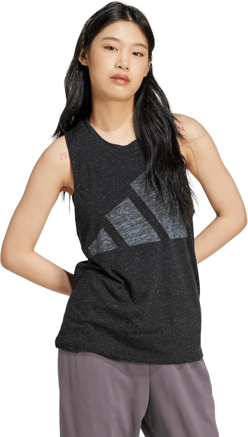 Топ-майка женская, Regular Fit, adidas, Black/White — фото 2
