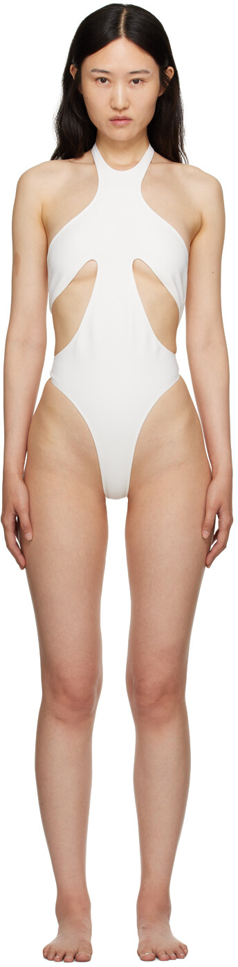 

Mugler Белый купальник с вырезом