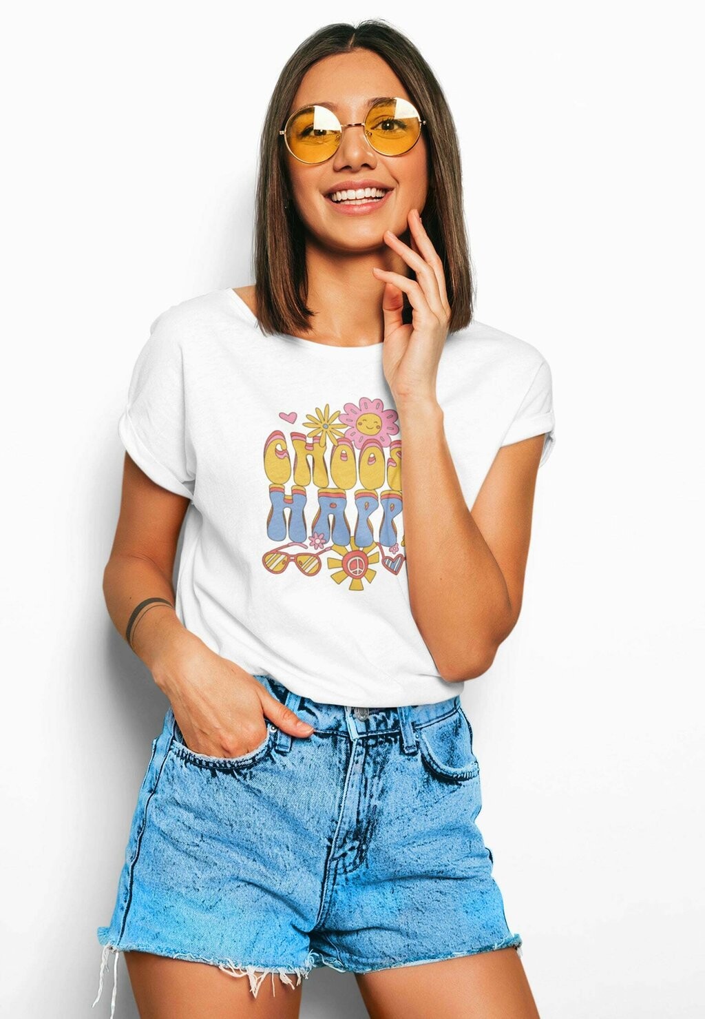 

Футболка с принтом CHOOSE HAPPY Novux, цвет white