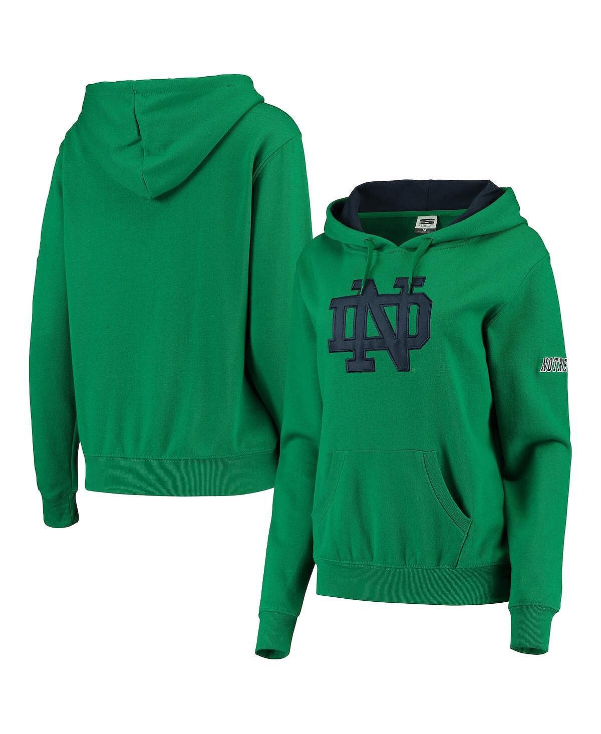 

Женский пуловер с капюшоном и большим логотипом Kelly Green Notre Dame Fighting Irish Stadium Athletic
