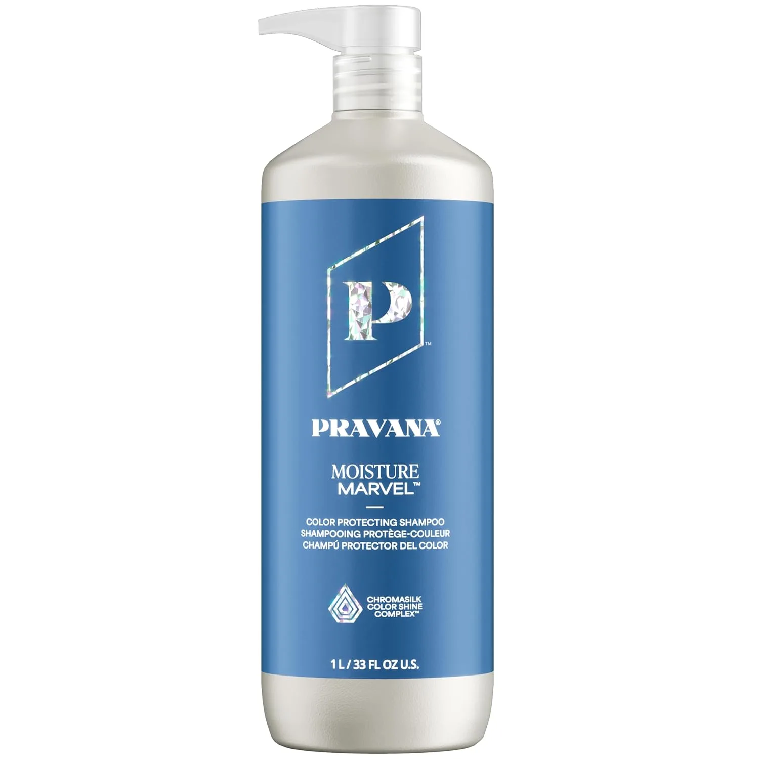 Шампунь Pravana Moisture Marvel для сухих окрашенных волос с гиалуроновой кислотой и Chromasilk, веганский, без парабенов