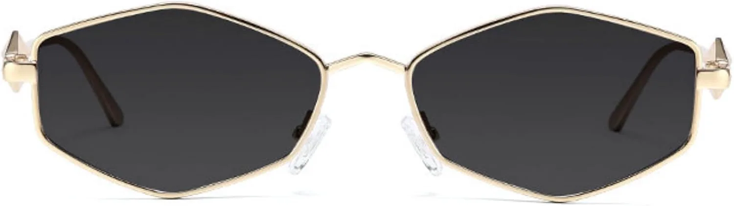 

Солнцезащитные очки Willochra Fashion Hexagon для женщин в золотой металлической оправе, с оправой в виде ромба неправильной формы, защита от ультрафиолета UV400, C1